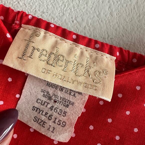 Vintage 80s Frederick’s of Hollywood Red Polka Dot Ruffle Dress Size 11 Pin-Up - Picture 5 of 8